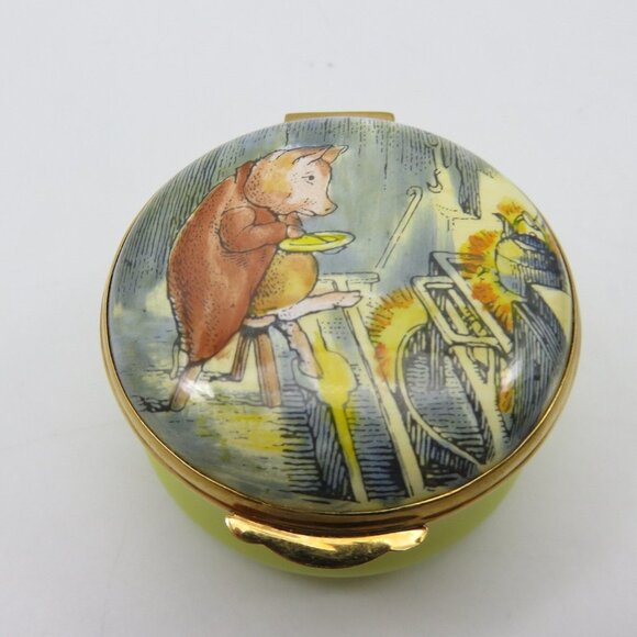 Beatrix Potter PIGLING BLAND Enamel Trinket Pill Box Crummles Vintage - Picture 4 of 10